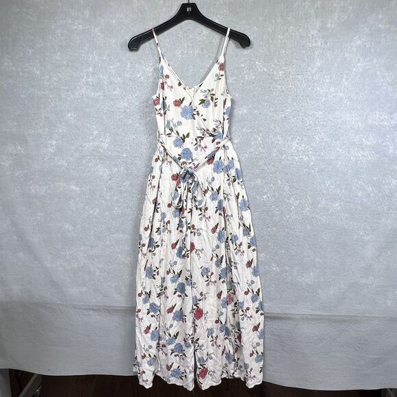 American Eagle Floral Romper 6 Open Leg Jumpsuit Boho Bohemian Spaghetti Straps - Picture 1 of 12